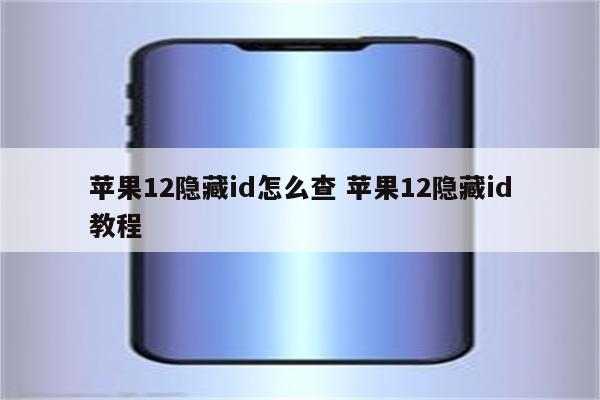 苹果12隐藏id怎么查 苹果12隐藏id教程
