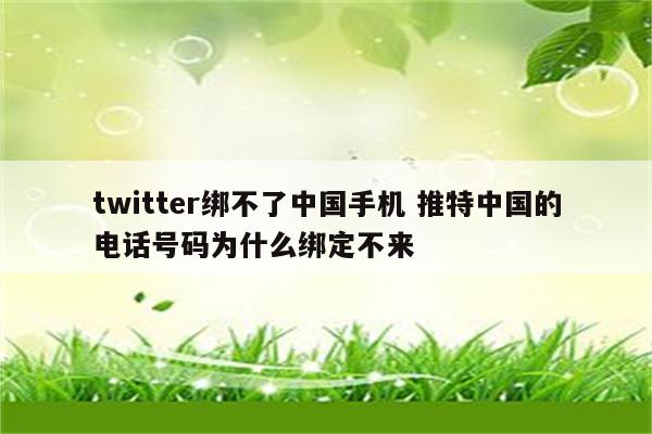 twitter绑不了中国手机 推特中国的电话号码为什么绑定不来