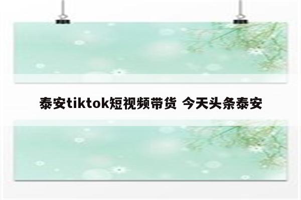 泰安tiktok短视频带货 今天头条泰安