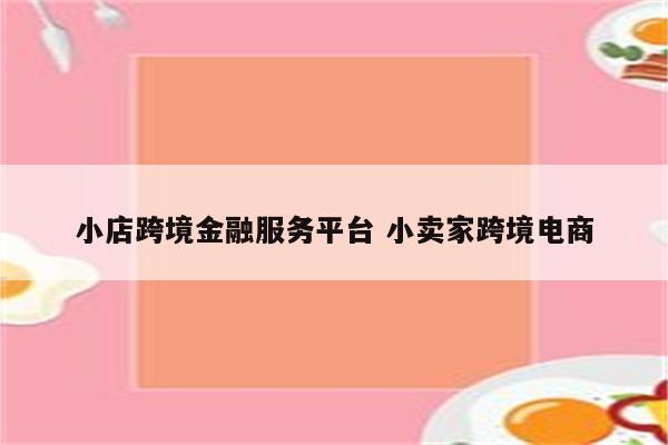 小店跨境金融服务平台 小卖家跨境电商