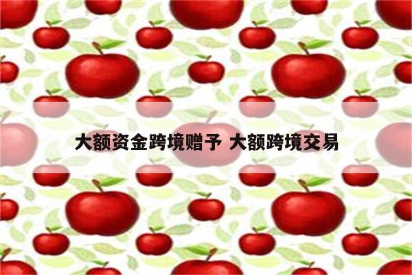 大额资金跨境赠予 大额跨境交易
