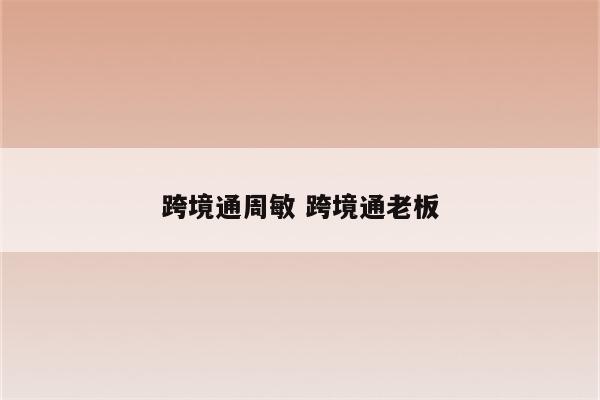 跨境通周敏 跨境通老板