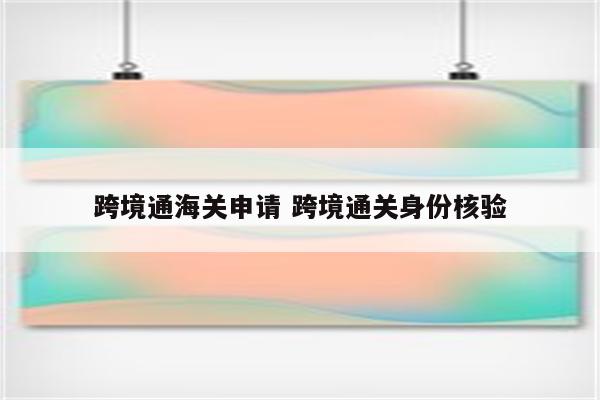跨境通海关申请 跨境通关身份核验