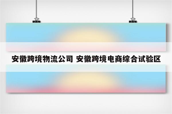 安徽跨境物流公司 安徽跨境电商综合试验区