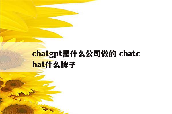 chatgpt是什么公司做的 chatchat什么牌子