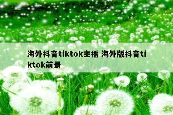 海外抖音tiktok主播 海外版抖音tiktok前景