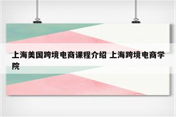 上海美国跨境电商课程介绍 上海跨境电商学院