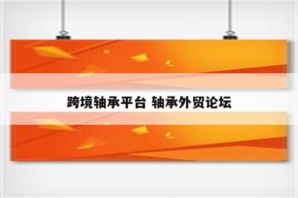 跨境轴承平台 轴承外贸论坛