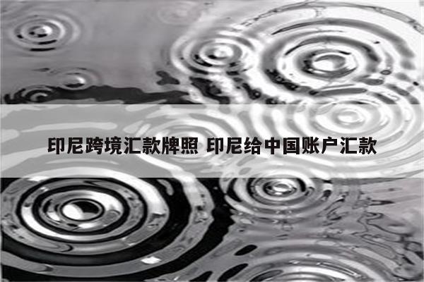 印尼跨境汇款牌照 印尼给中国账户汇款