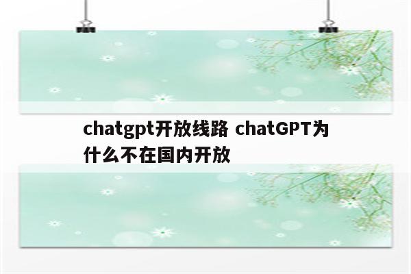 chatgpt开放线路 chatGPT为什么不在国内开放