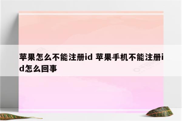 苹果怎么不能注册id 苹果手机不能注册id怎么回事