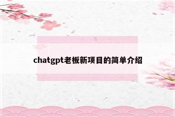 chatgpt老板新项目的简单介绍