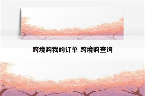 跨境购我的订单 跨境购查询