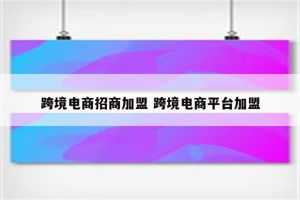 跨境电商招商加盟 跨境电商平台加盟