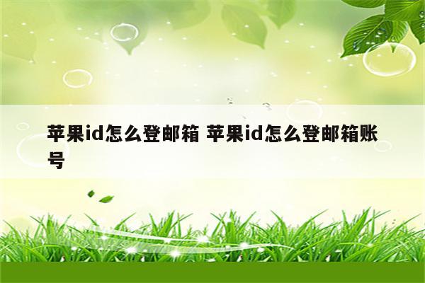 苹果id怎么登邮箱 苹果id怎么登邮箱账号