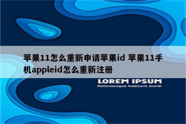 苹果11怎么重新申请苹果id 苹果11手机appleid怎么重新注册