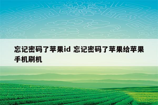 忘记密码了苹果id 忘记密码了苹果给苹果手机刷机