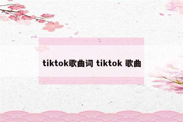 tiktok歌曲词 tiktok 歌曲
