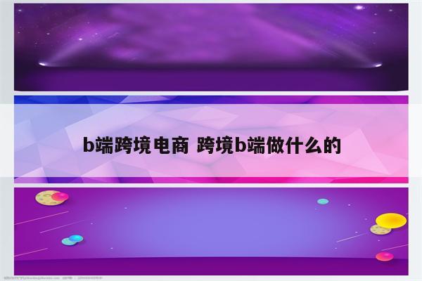 b端跨境电商 跨境b端做什么的