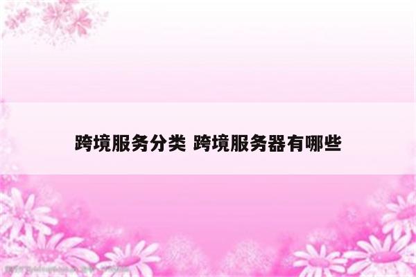 跨境服务分类 跨境服务器有哪些