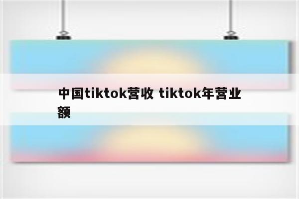 中国tiktok营收 tiktok年营业额