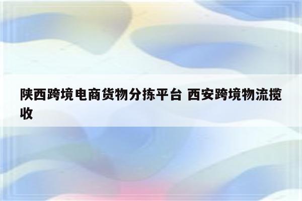 陕西跨境电商货物分拣平台 西安跨境物流揽收