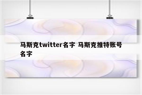马斯克twitter名字 马斯克推特账号名字