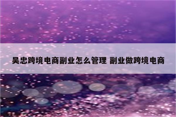 吴忠跨境电商副业怎么管理 副业做跨境电商