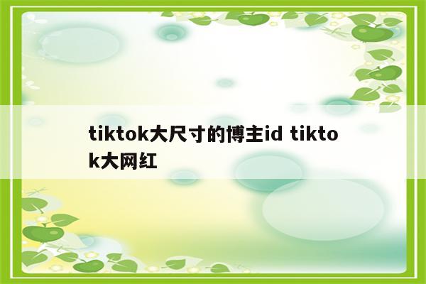 tiktok大尺寸的博主id tiktok大网红