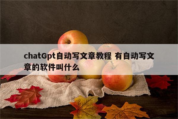 chatGpt自动写文章教程 有自动写文章的软件叫什么