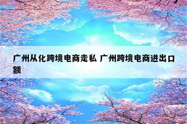 广州从化跨境电商走私 广州跨境电商进出口额