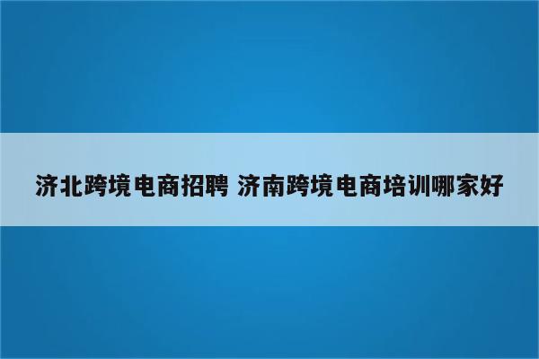 济北跨境电商招聘 济南跨境电商培训哪家好