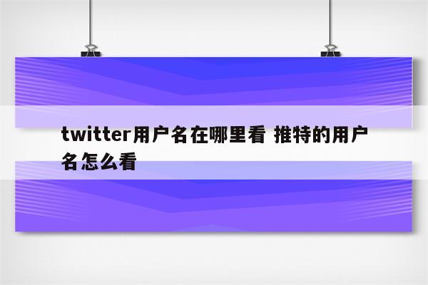 twitter用户名在哪里看 推特的用户名怎么看