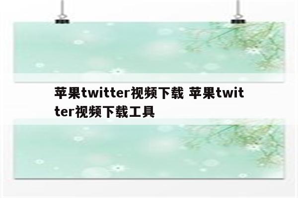 苹果twitter视频下载 苹果twitter视频下载工具