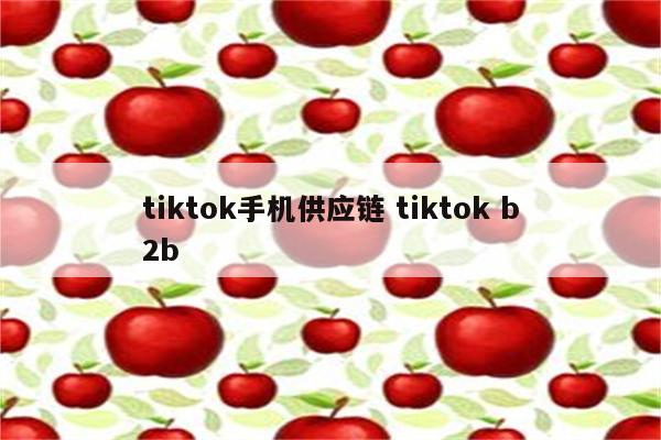 tiktok手机供应链 tiktok b2b