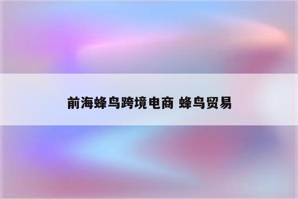 前海蜂鸟跨境电商 蜂鸟贸易