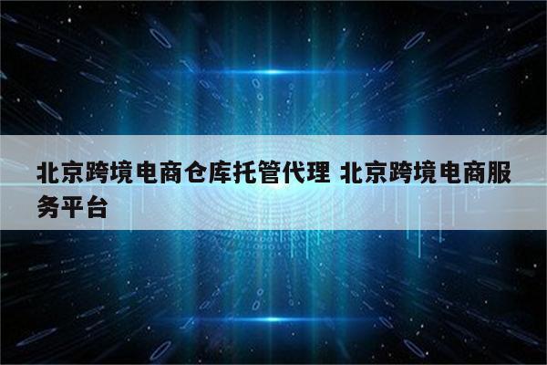 北京跨境电商仓库托管代理 北京跨境电商服务平台