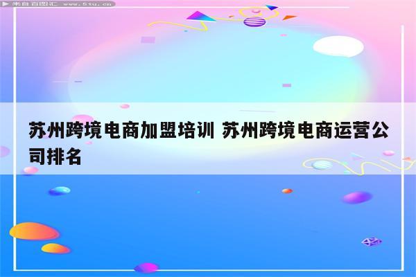 苏州跨境电商加盟培训 苏州跨境电商运营公司排名