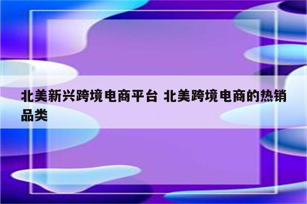 北美新兴跨境电商平台 北美跨境电商的热销品类