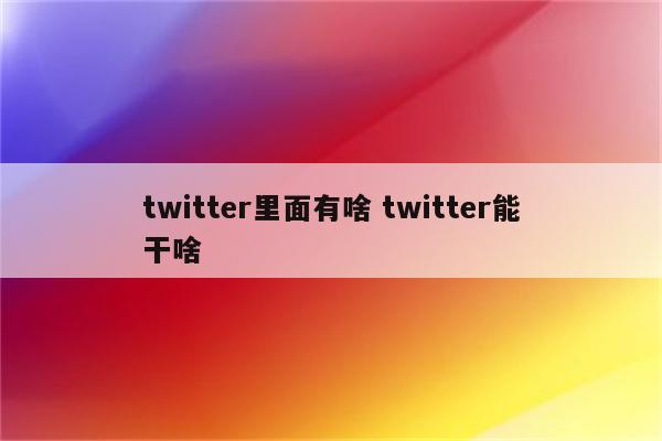 twitter里面有啥 twitter能干啥