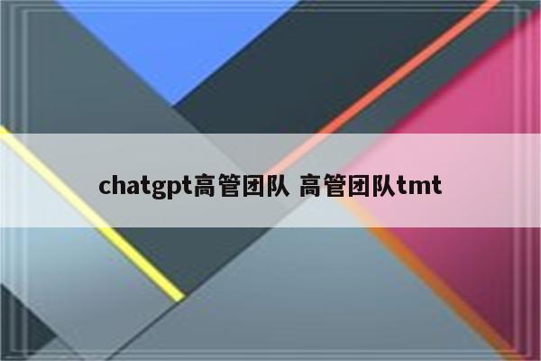 chatgpt高管团队 高管团队tmt