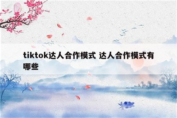 tiktok达人合作模式 达人合作模式有哪些