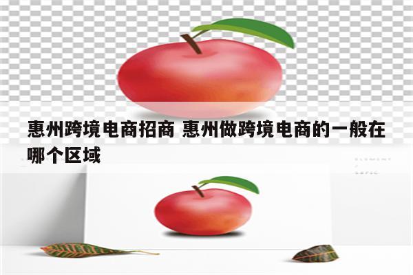 惠州跨境电商招商 惠州做跨境电商的一般在哪个区域