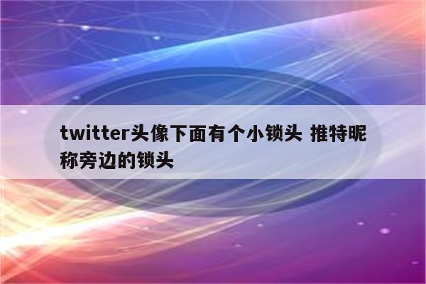 twitter头像下面有个小锁头 推特昵称旁边的锁头