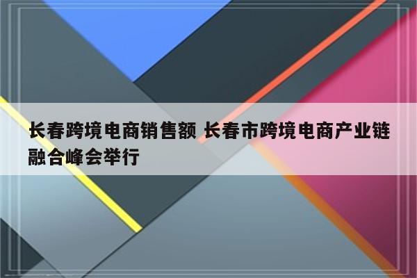 长春跨境电商销售额 长春市跨境电商产业链融合峰会举行