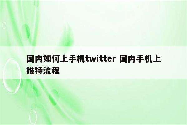 国内如何上手机twitter 国内手机上推特流程