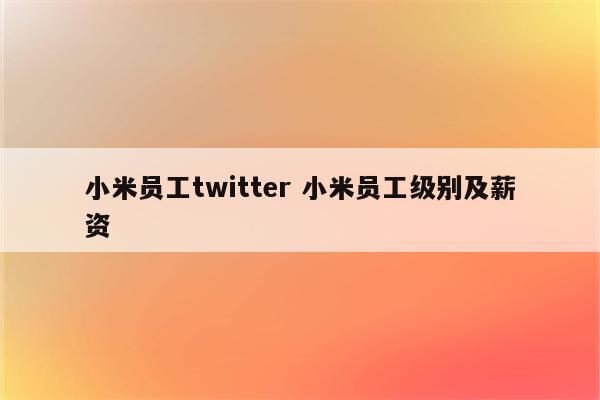 小米员工twitter 小米员工级别及薪资