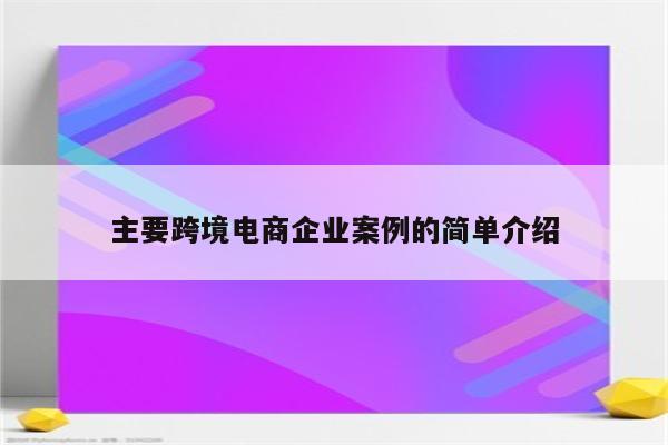 主要跨境电商企业案例的简单介绍