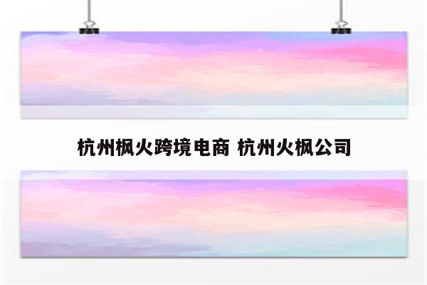 杭州枫火跨境电商 杭州火枫公司