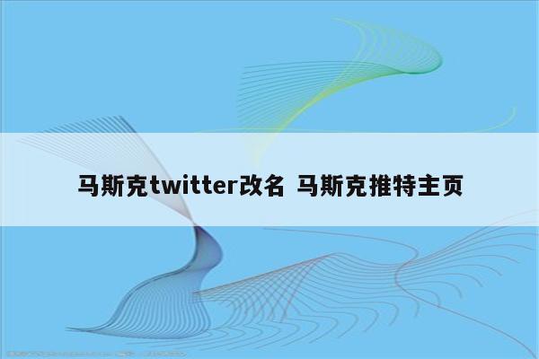 马斯克twitter改名 马斯克推特主页